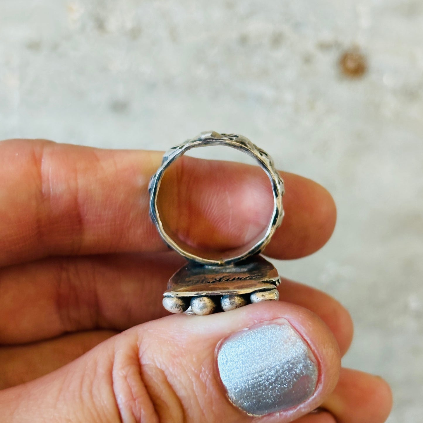 Navajo Merlin James Sterling Silver & Kingman Turquoise Ring