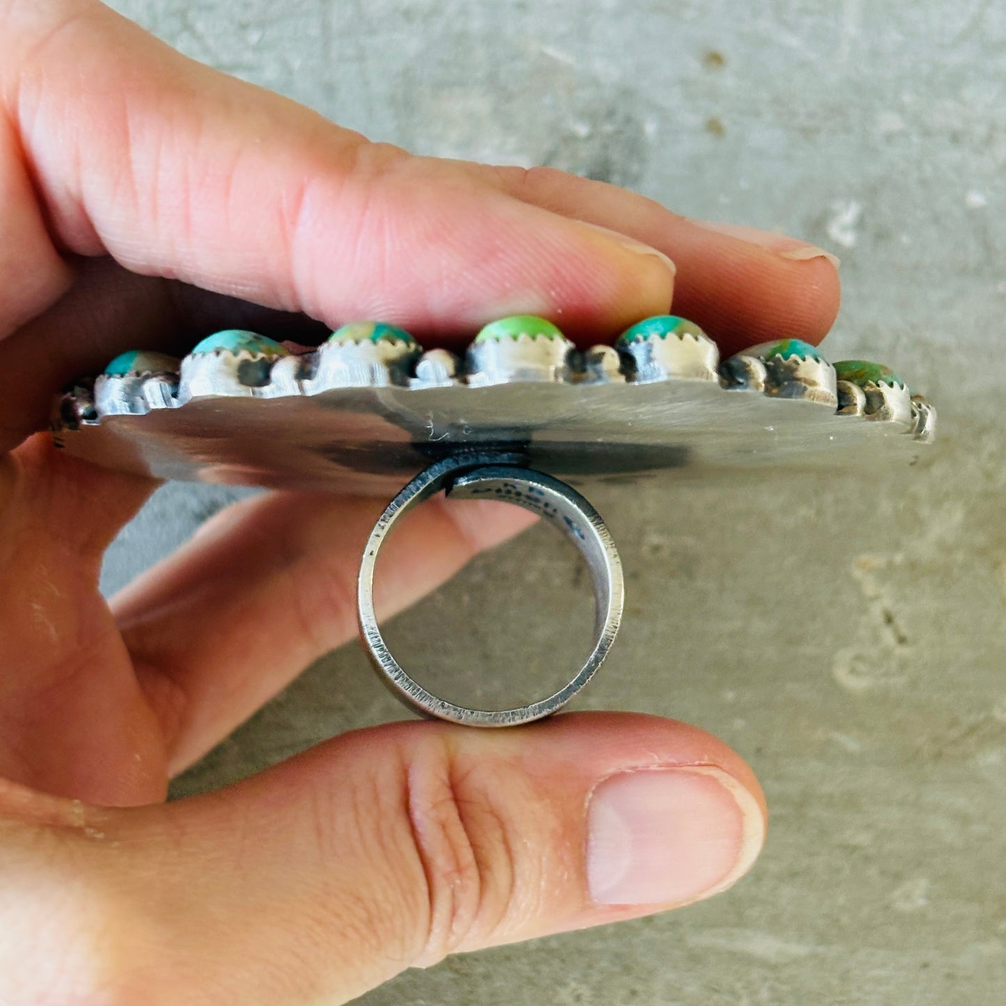 Kindale Billah Sterling Silver - Ceramic & Mixed Turquoise Cowboy Ring