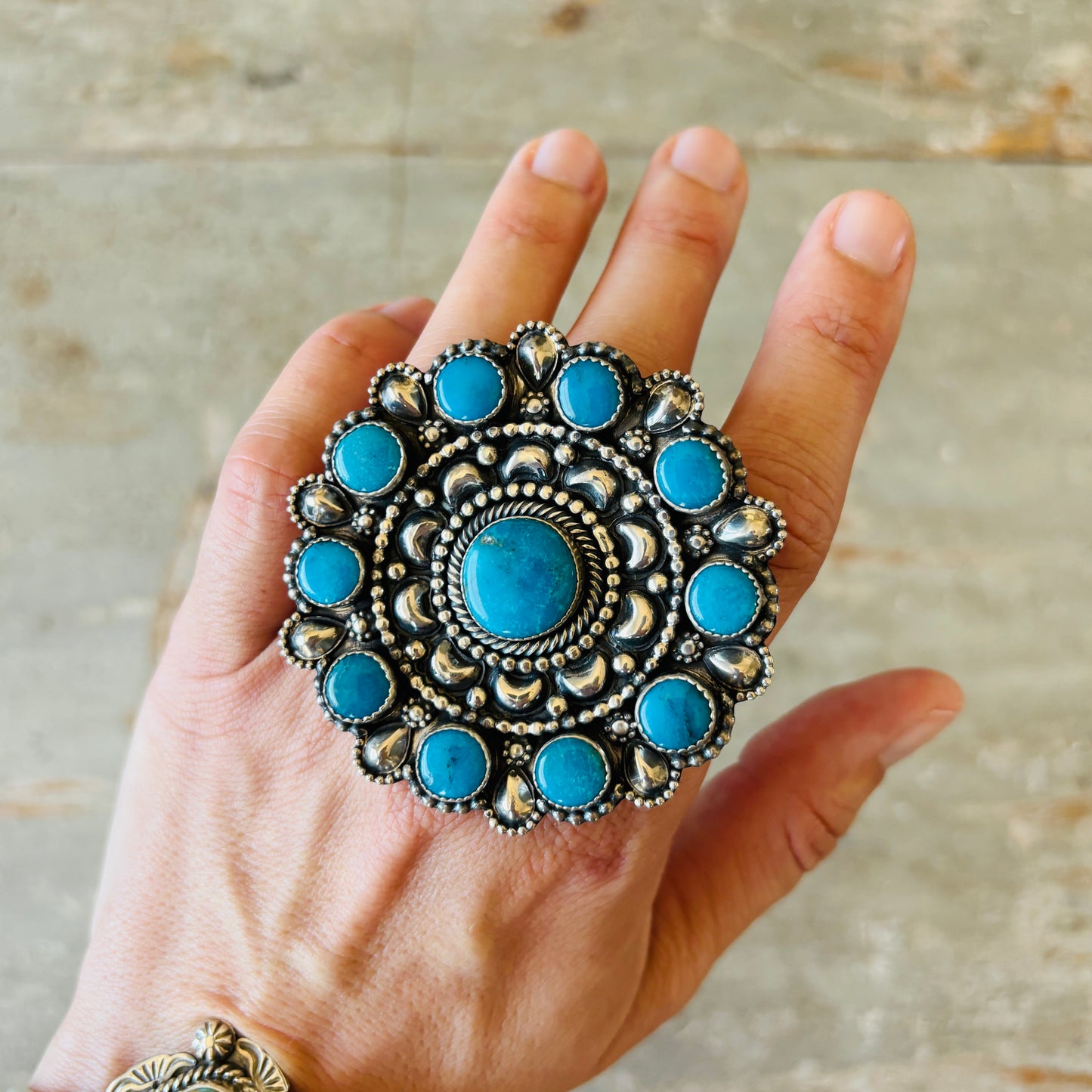 Navajo Braxton Parkett Sterling Silver & Egyptian Cluster Ring