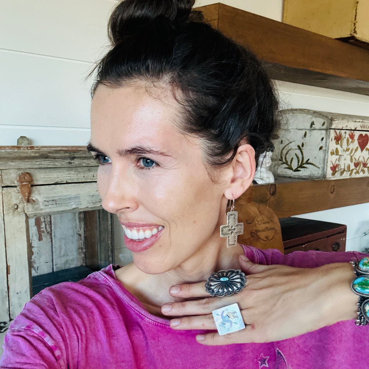 Navajo Sterling Silver Cross Earrings