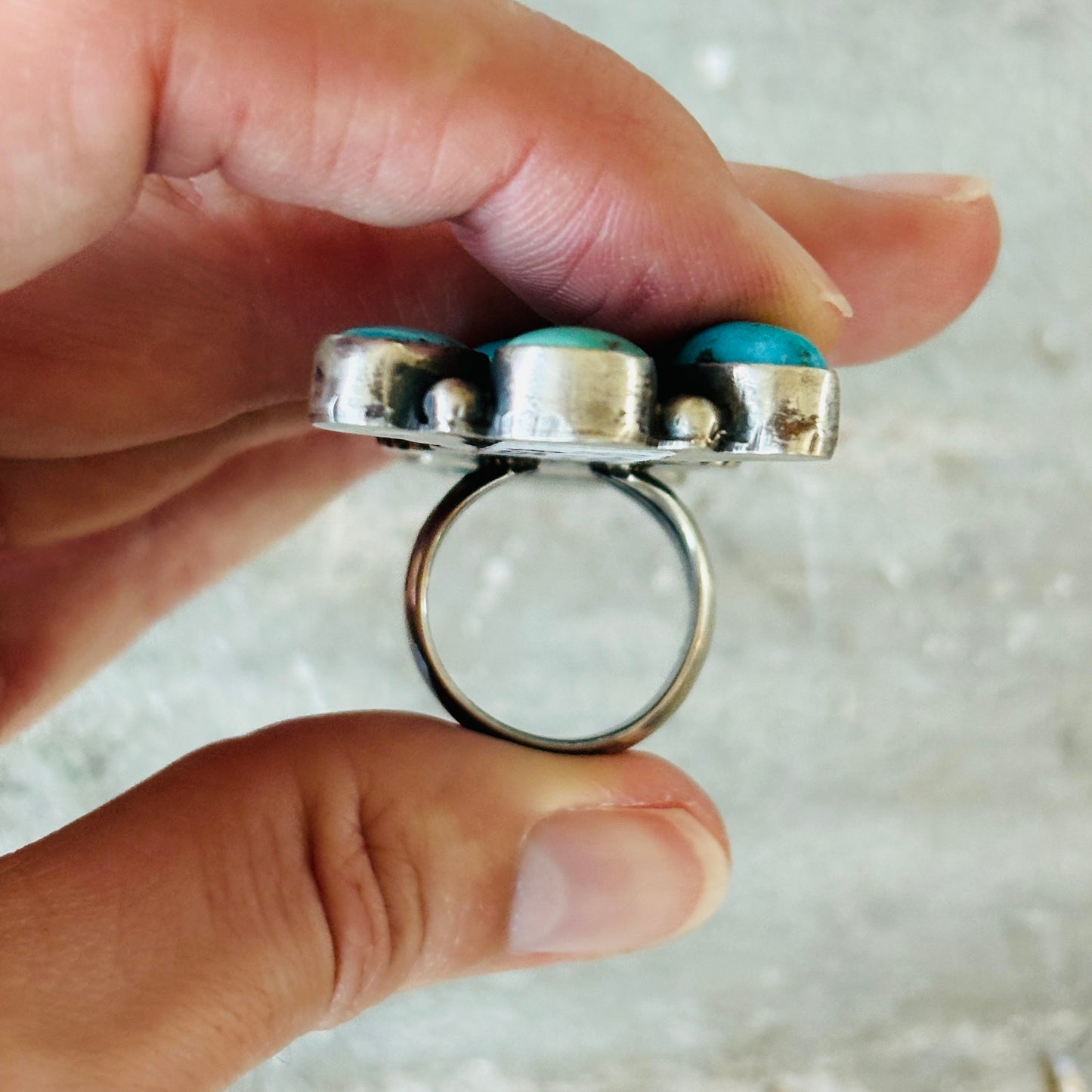 Navajo Betty Tom Sterling Silver & Multi Turquoise Statement Ring