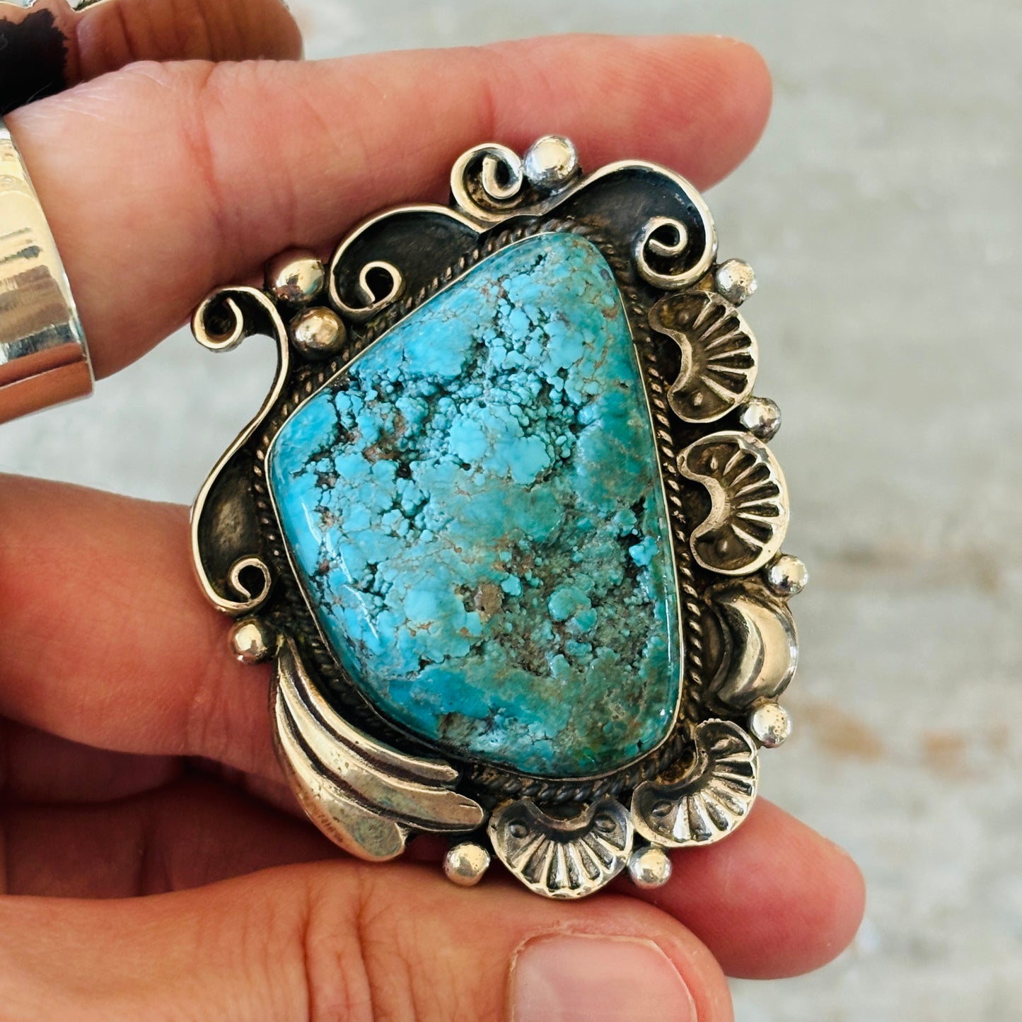 Navajo Marcus Chavez Sterling Silver and Kingman Pendant