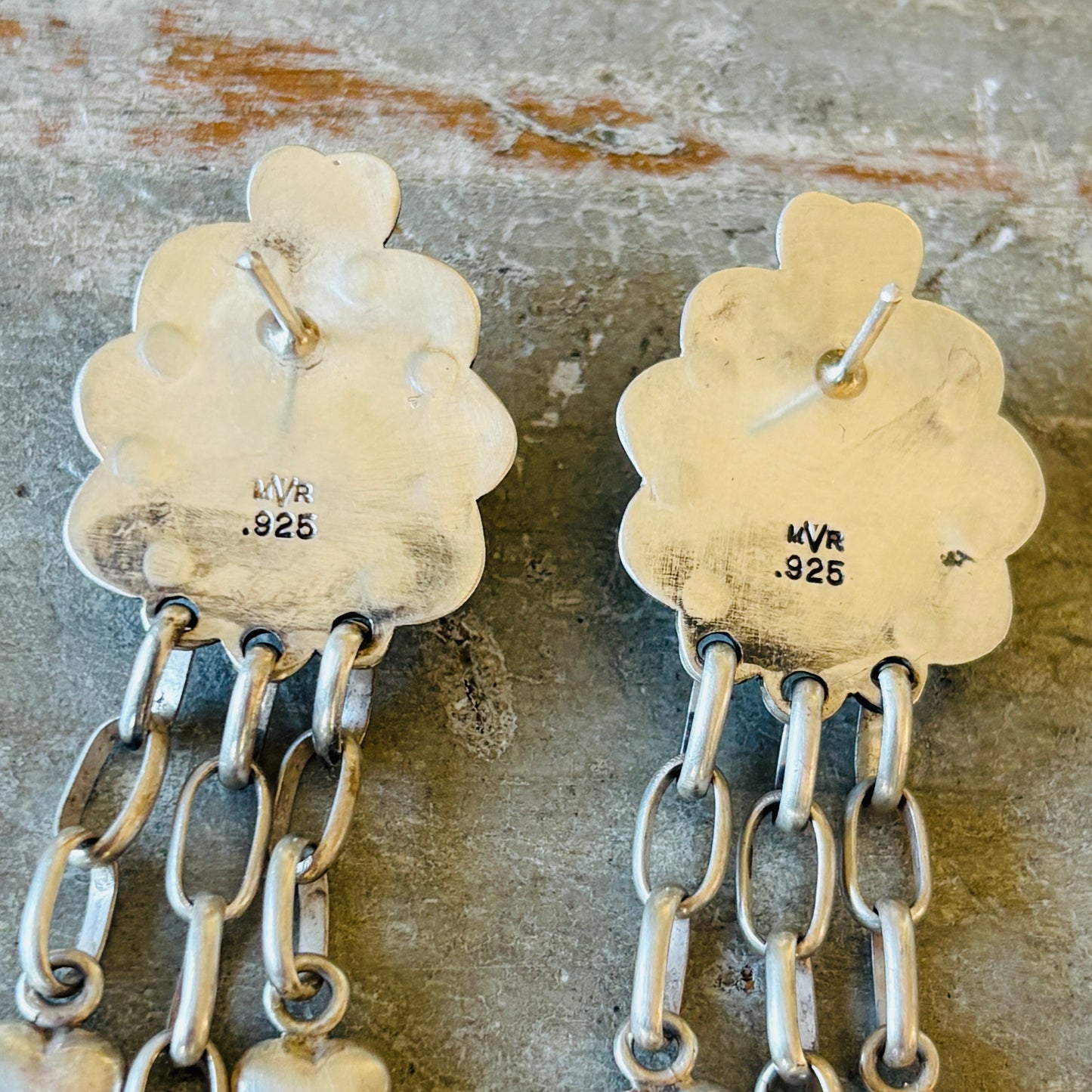 Anglo Mona Van Riper Sterling Silver & Golden Hills Hearts Earrings