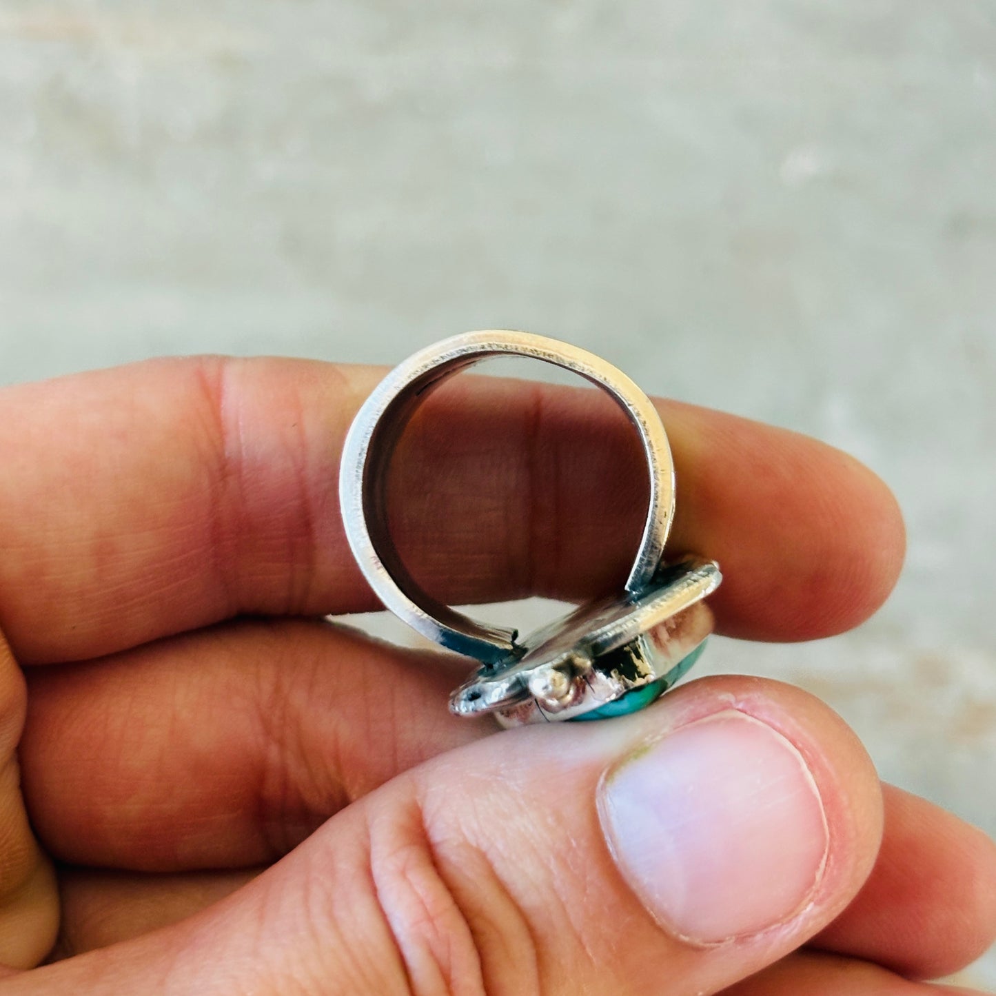 Navajo Juan Guerro Sterling Silver & Kingman Turquoise Ring