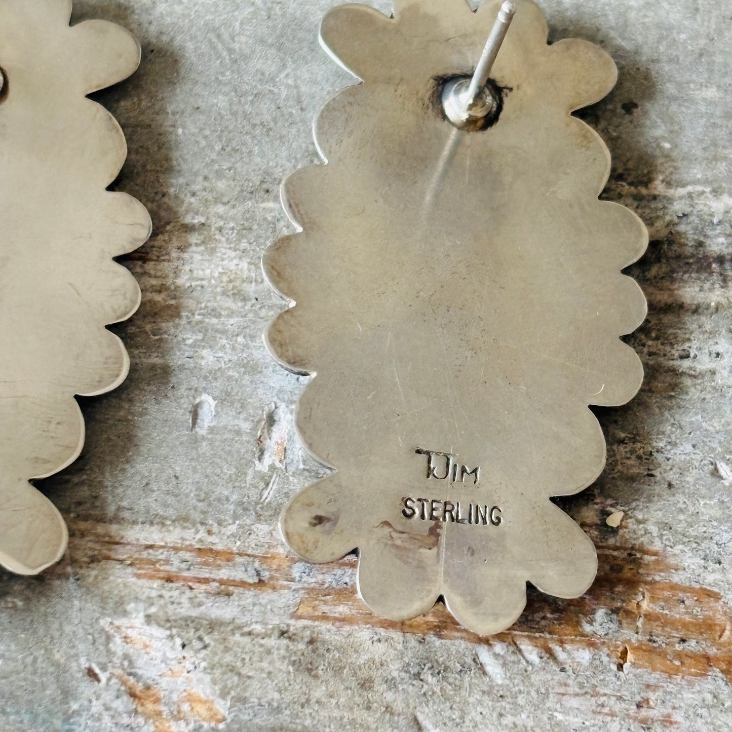 Navajo Thomas Jim Sterling Silver Statement Earrings