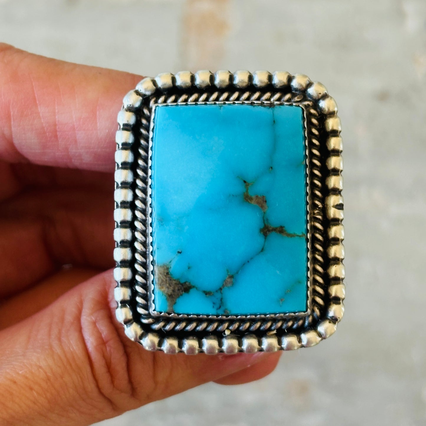 Navajo Kevin Billah Sterling Silver & Kingman Turquoise Ring
