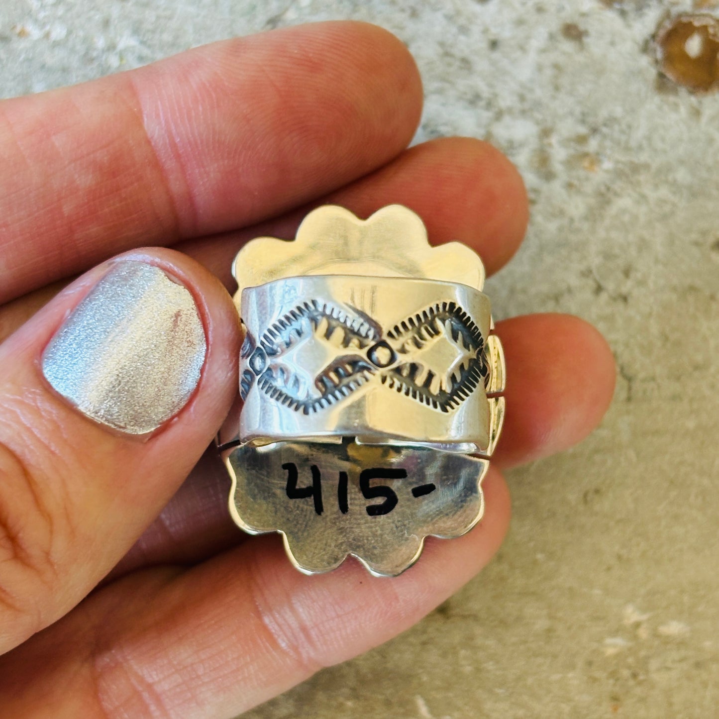 Navajo Elroy Chavez Sterling Silver & Kingman Turquoise Ring