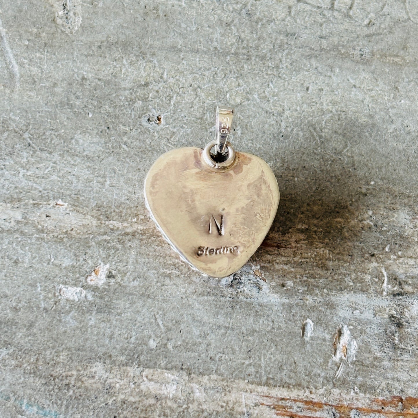 Navajo Pauline Nelson Sterling Silver & Orange Spiny Oyster Heart Pendant