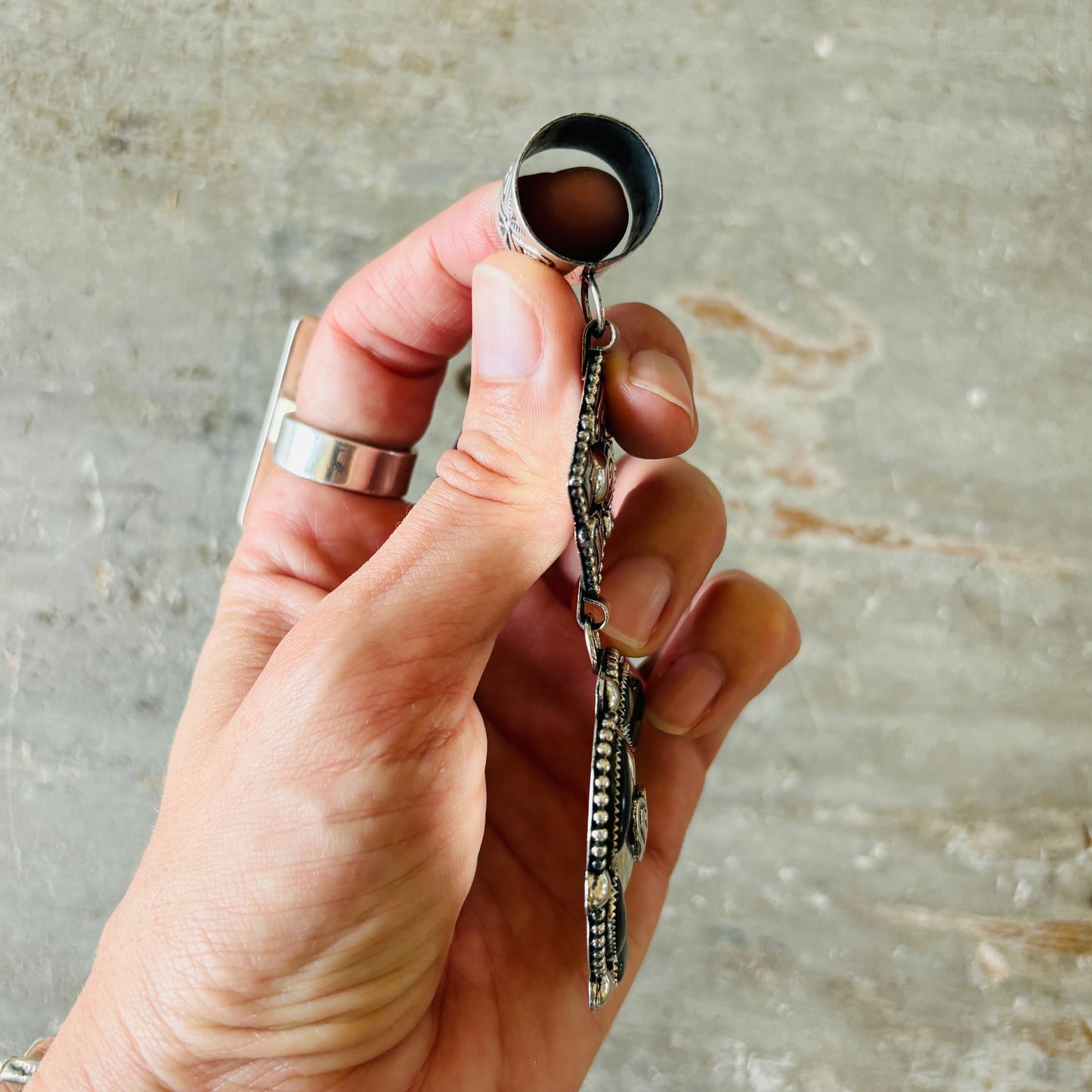 Navajo Hemerson Brown Sterling Silver & Abalone Shell Hearts Pendant