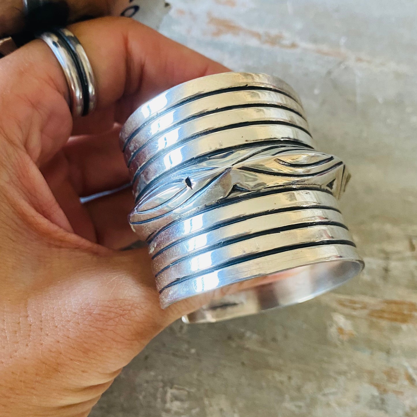 Navajo Chimney Butte Sterling Silver Statement Cuff