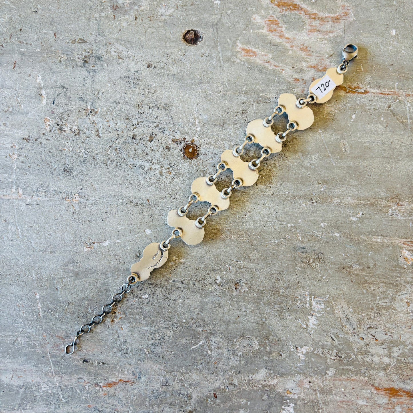 Navajo Kathleen Livingston Sterling Silver & White Buffalo Double Row Bracelet