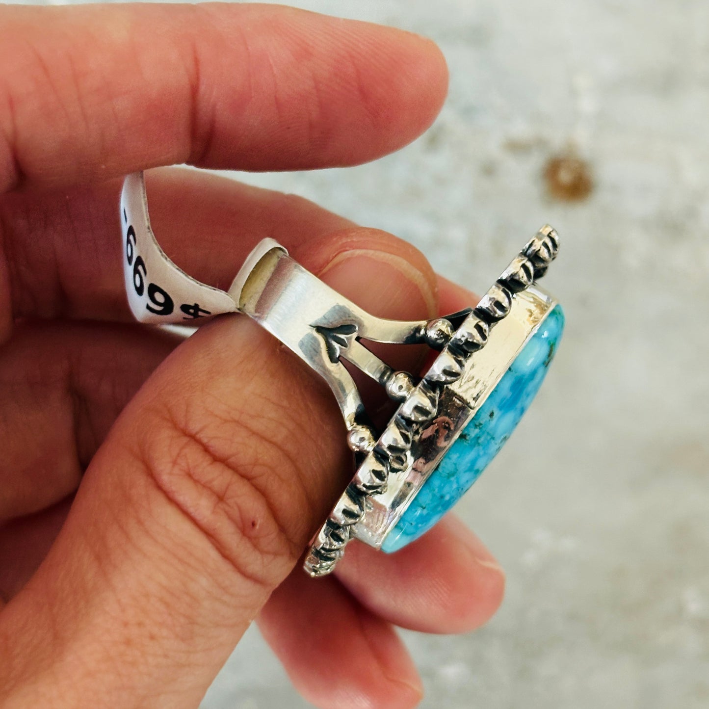 Navajo Happy Piasso Sterling Silver & Web Kingman Starburst Ring