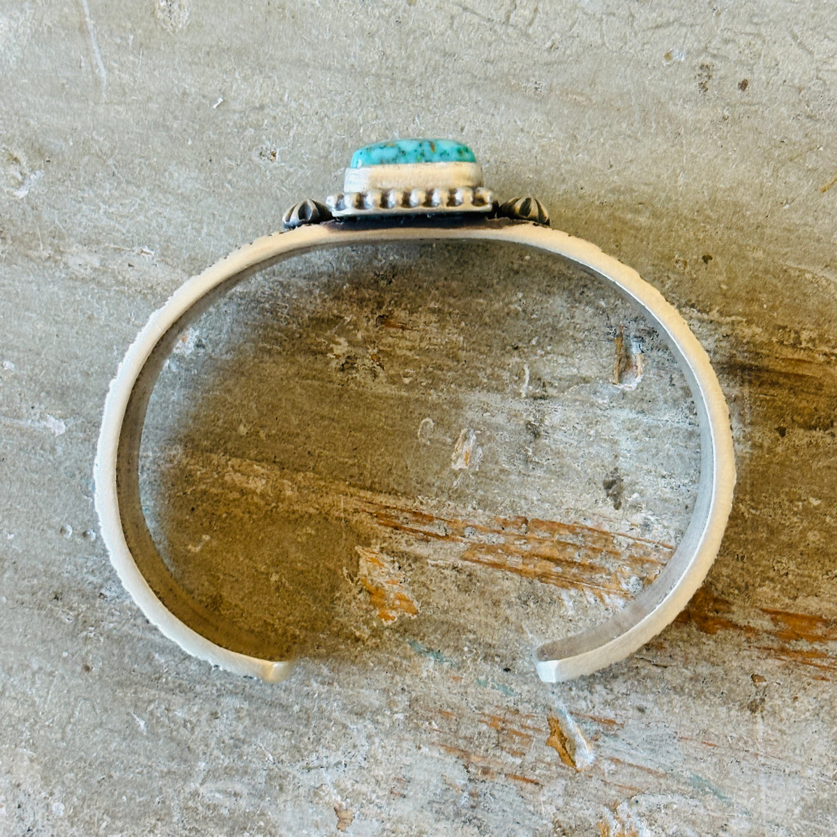 Navajo Herman Smith Sterling Silver & Web Kingman Turquoise Stacker Cuff