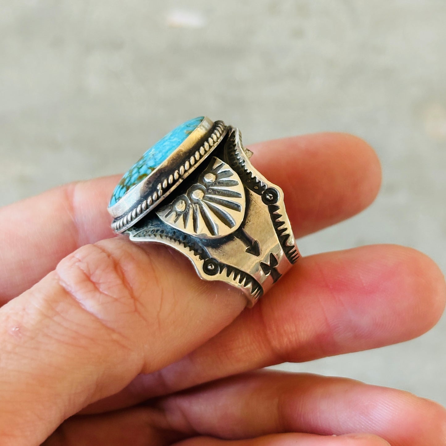 Navajo Andy Cadman Sterling Silver & Web Kingman Ring