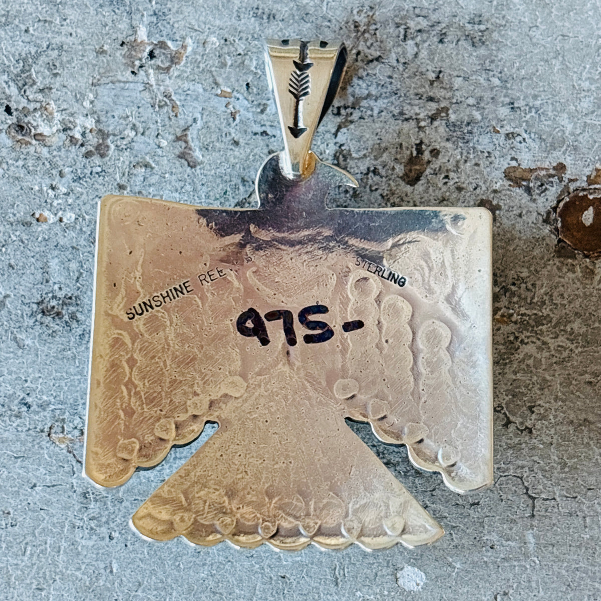 Navajo Sunshine Reeves Sterling Silver & Web Kingman Thunderbird Pendant