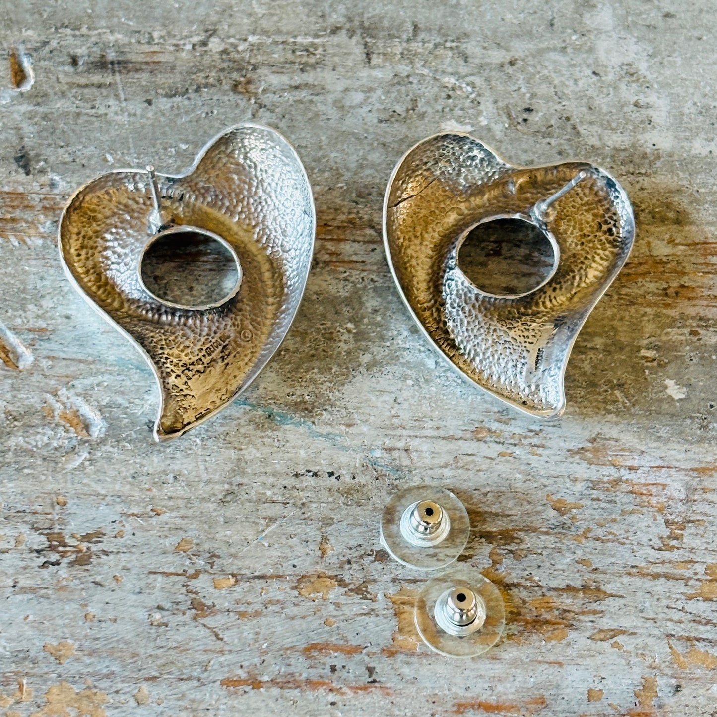 Navajo Herman Wilson (Caster) & Rena Secatero Sterling Silver & Multi Stone Heart Earrings