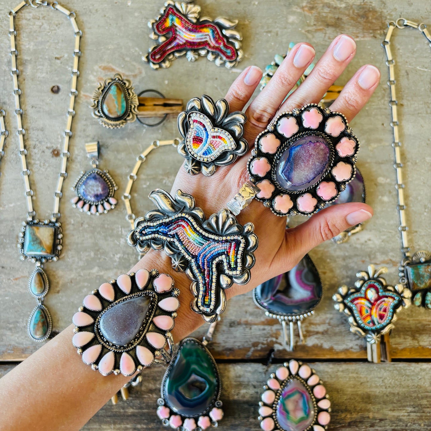 New Navajo Hemerson Brown Sterling Silver & Druzy Pendant