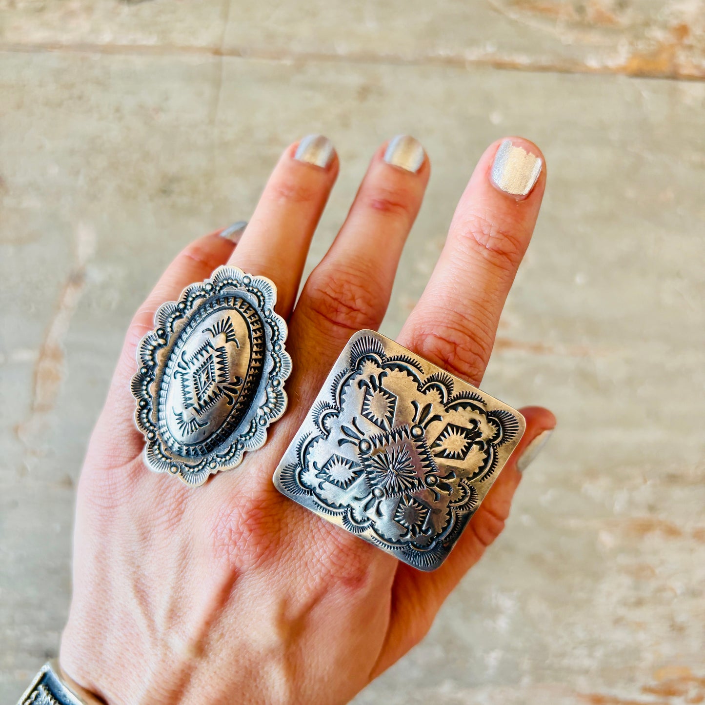 Navajo Vincent Platero Sterling Silver Concho Ring