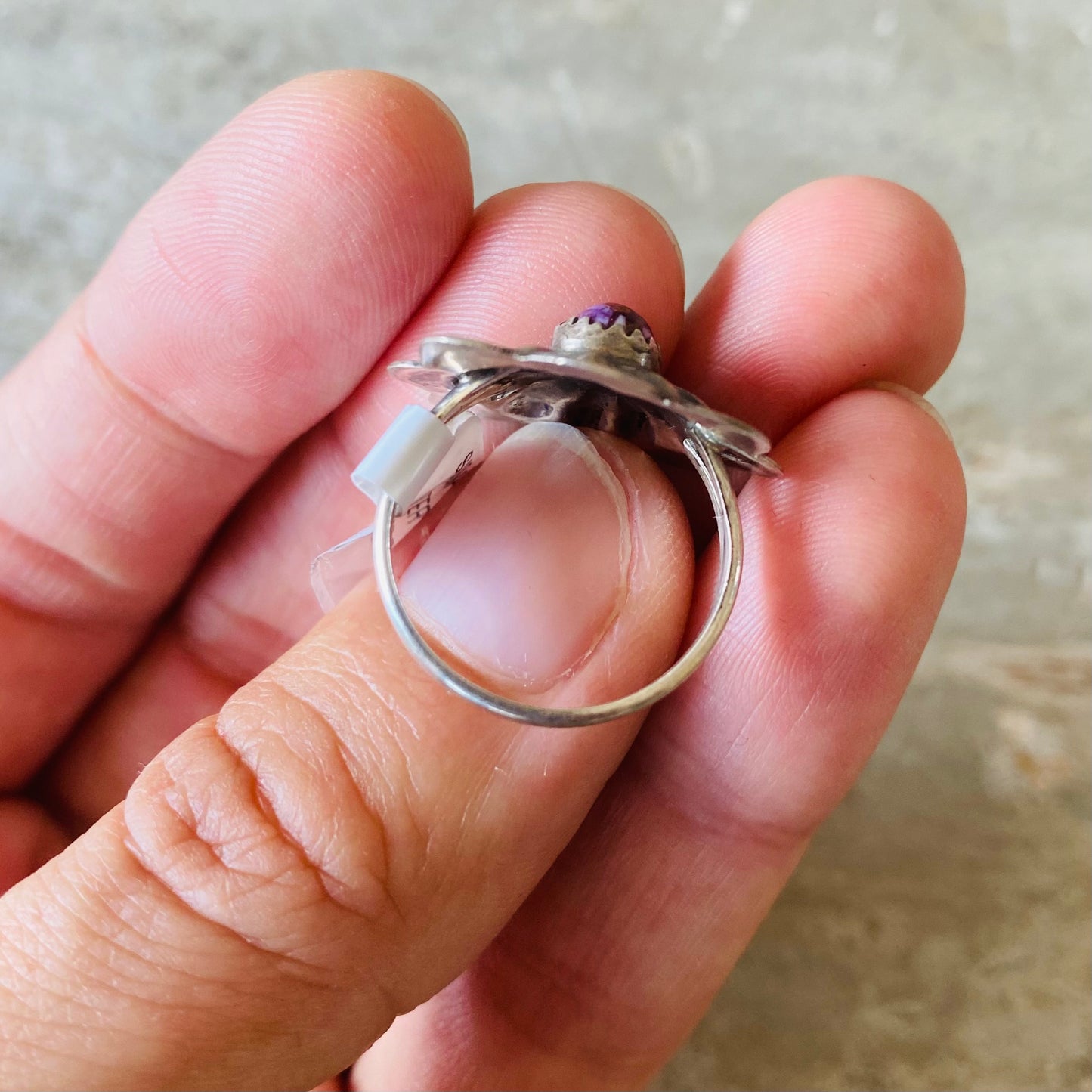 Navajo Byron Begay Sterling Silver & Purple Spiny Oyster Concho Ring