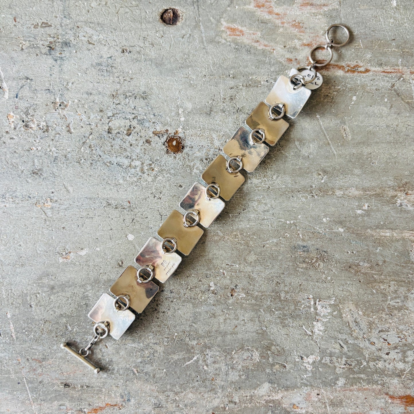 Navajo Nakai Bernice Bonney Sterling Silver & Kingman Turquoise Panel Bracelet