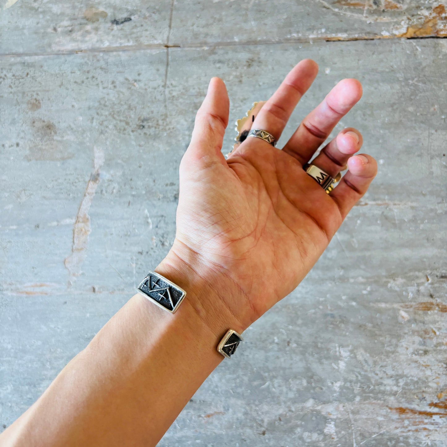 Navajo Aaron Anderson Crosses Tufa Cast Cuff