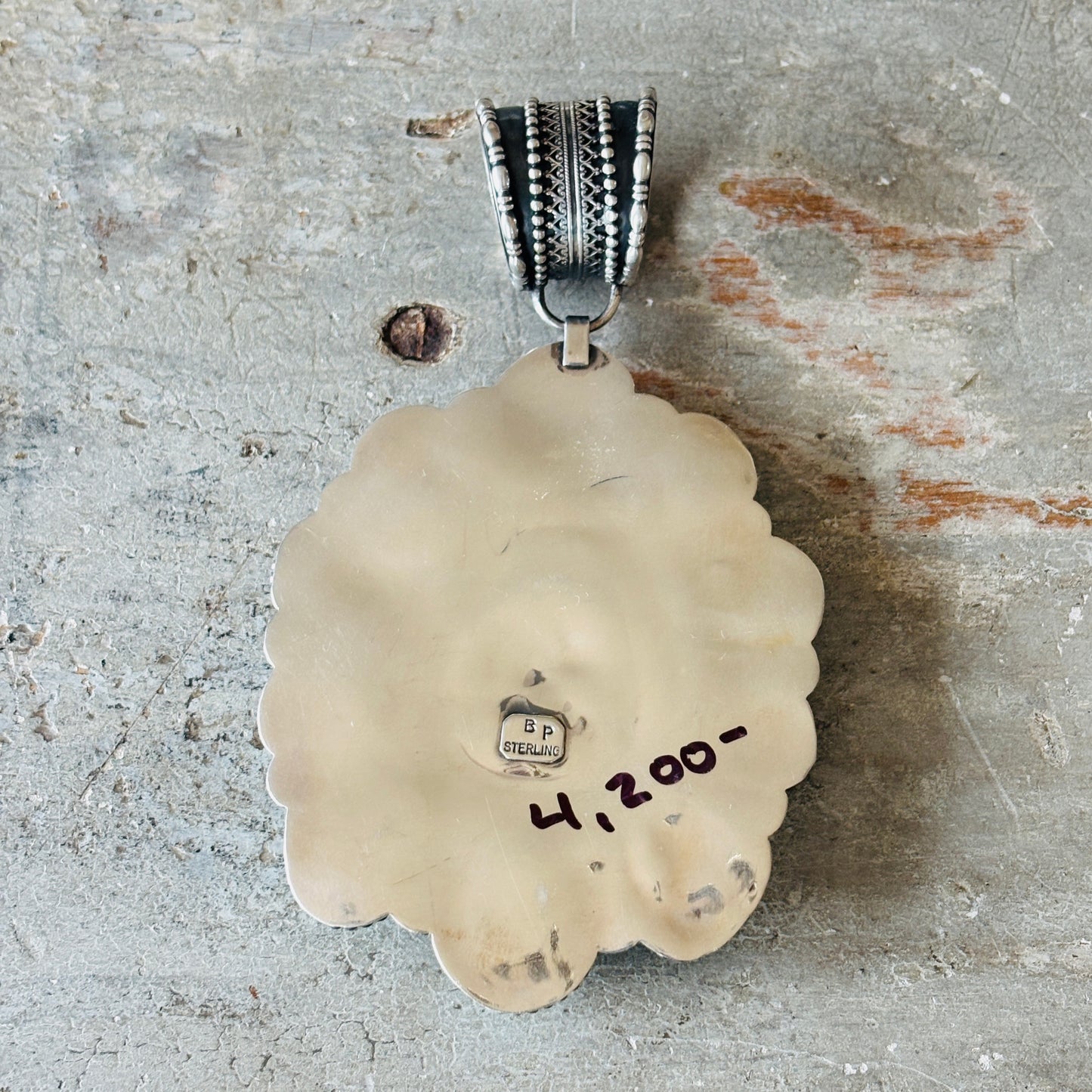 Navajo Braxton Parkett Sterling Silver & Sierra Nevada Turquoise Cluster Statement Pendant