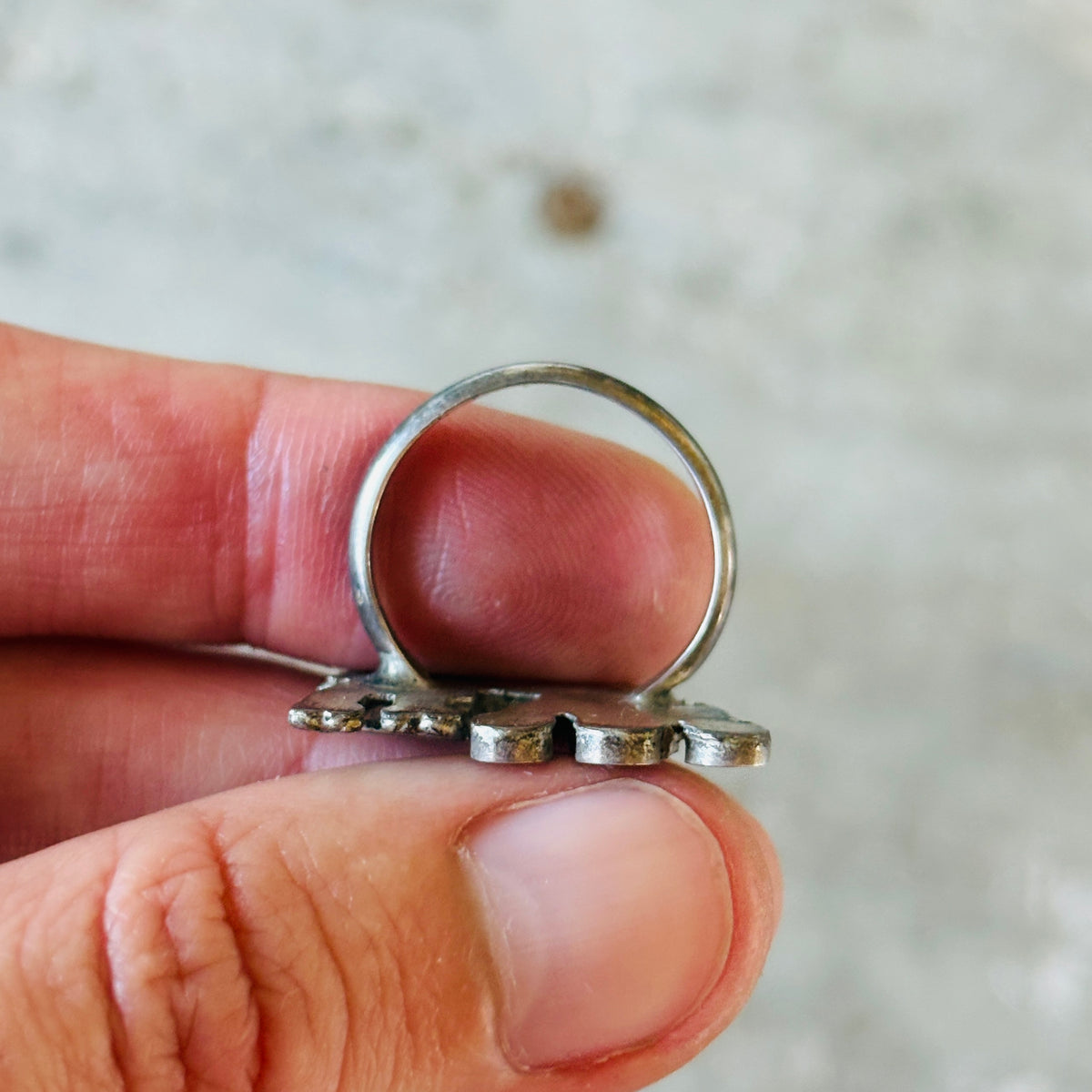Vintage Zuni Sterling Silver Multi Stone Inlay Rainbow Man Ring