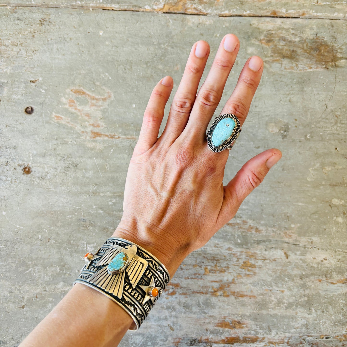 Navajo Tommy Jackson Sterling Silver & Kingman Ring