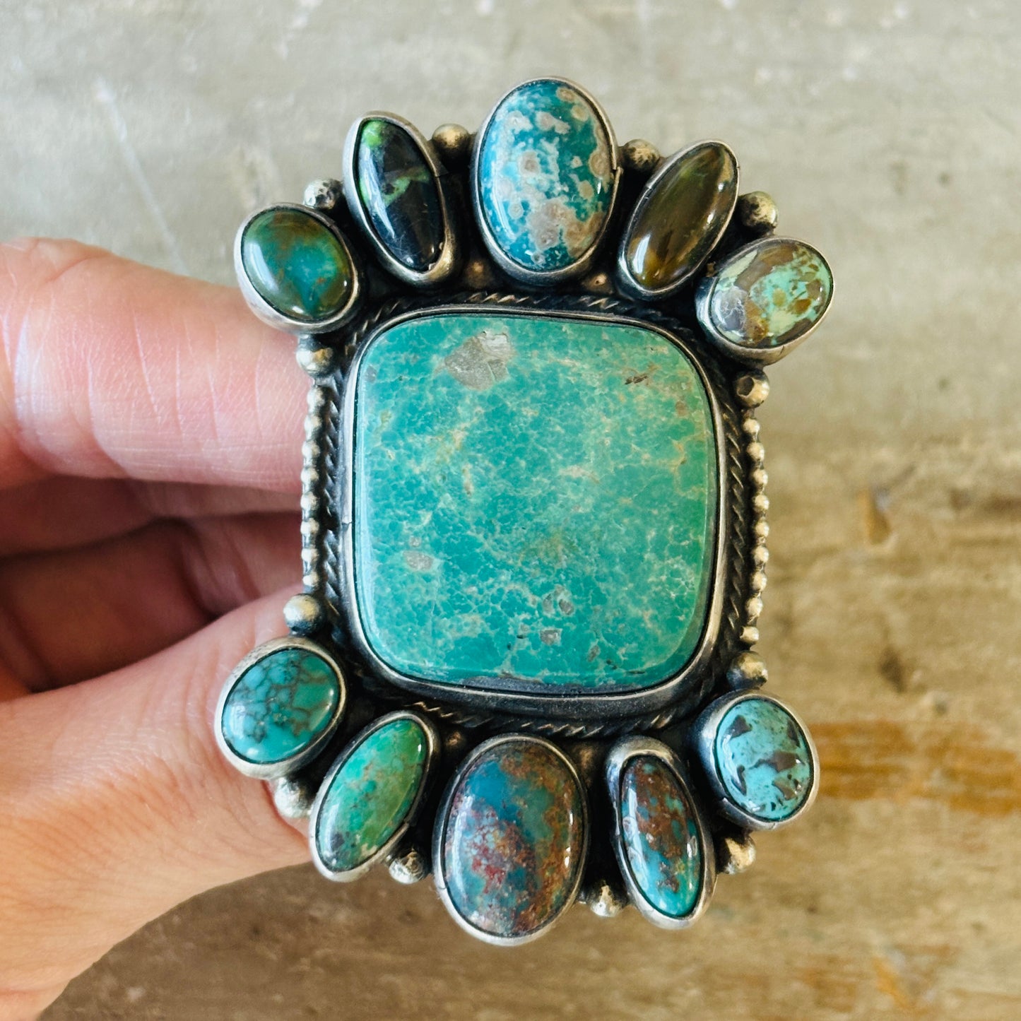 Navajo Sheila Becenti Sterling Silver & Mixed Turquoise Ring