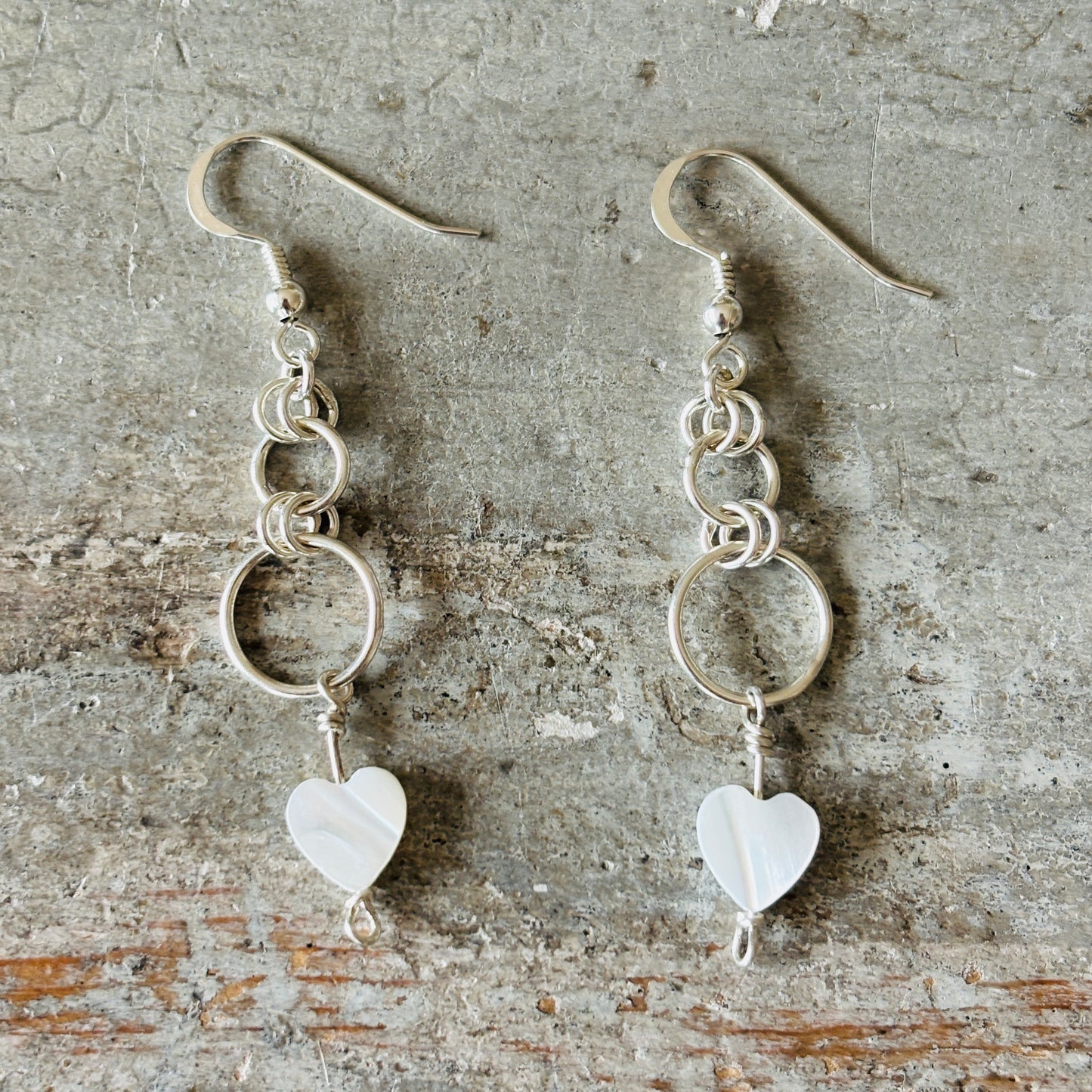 Navajo Buzz Thompson Sterling Silver & MOP Hearts Earrings