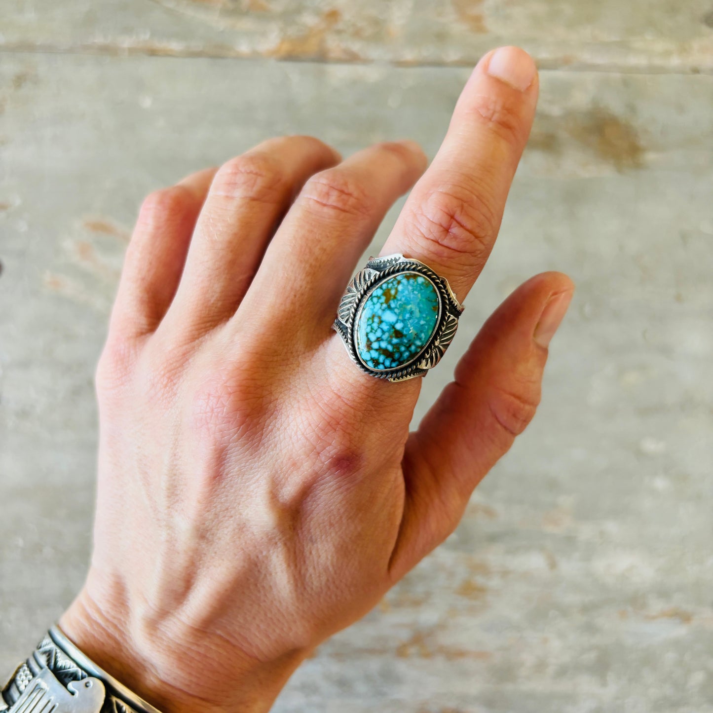 Navajo Andy Cadman Sterling Silver & Web Kingman Ring