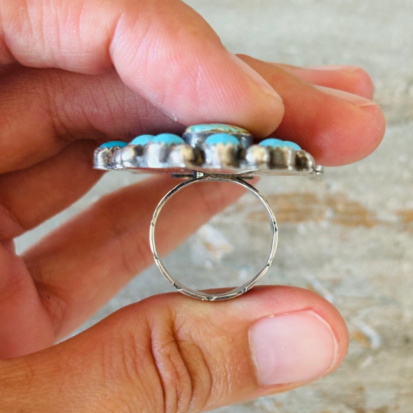 Navajo Myron Etsitty Sterling Silver & Multi Turquoise Ring