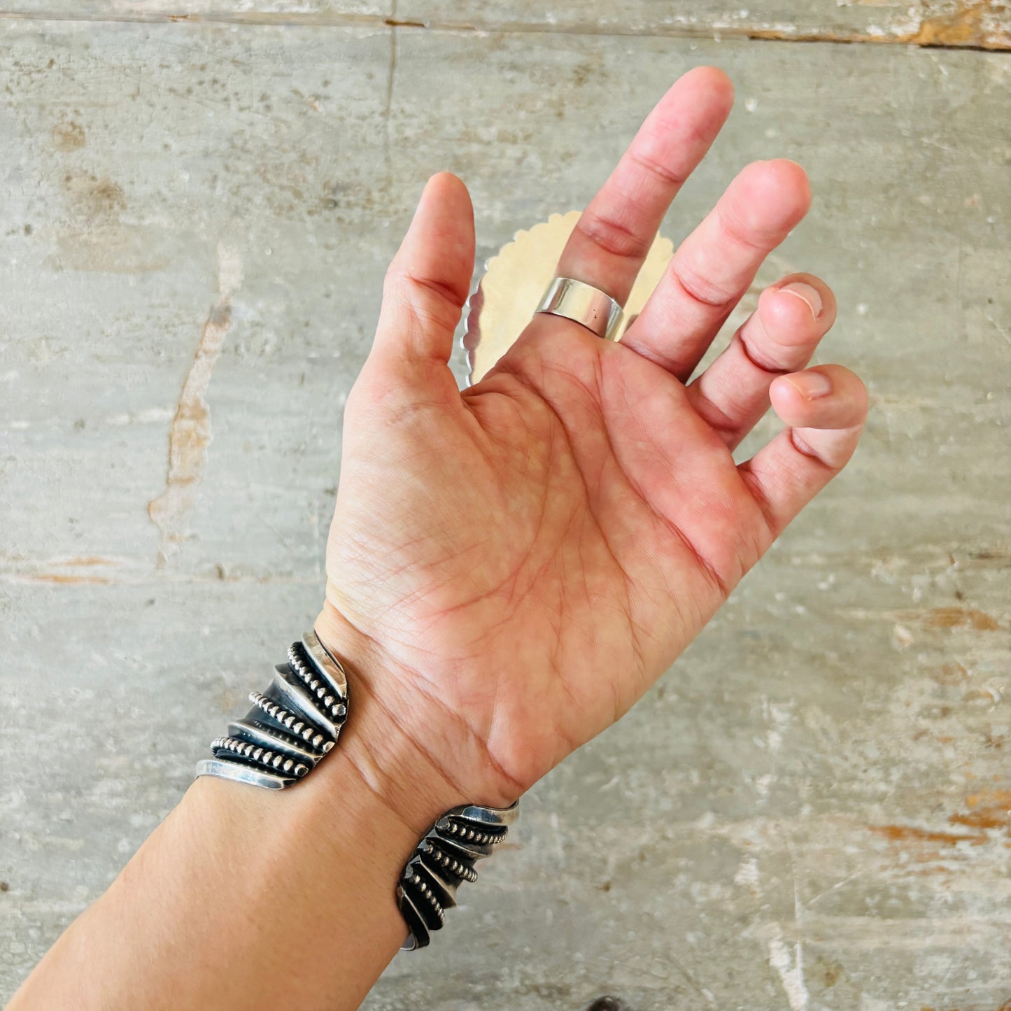 Navajo Hemerson Brown Sterling Silver & Druzy Statement Ring