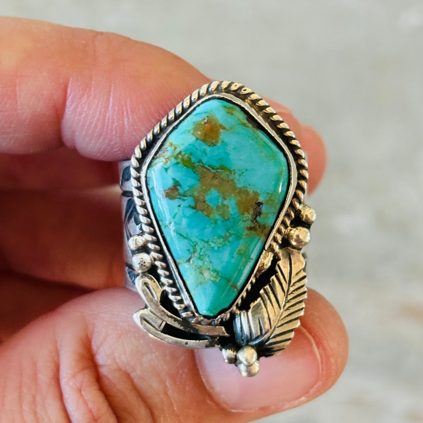 Navajo Juan Guerro Sterling Silver & Kingman Turquoise Ring