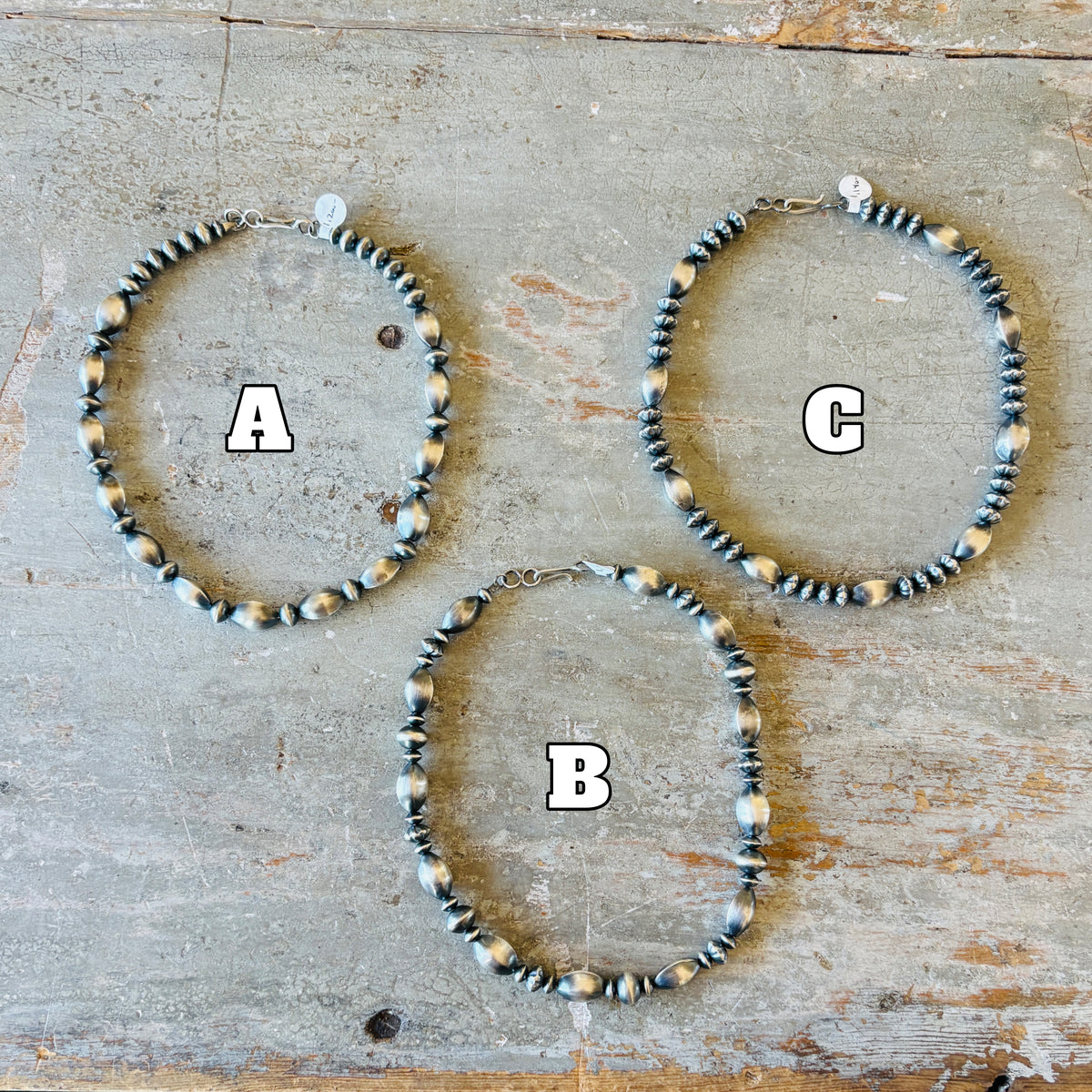 Navajo Austin Haley Sterling Silver Handmade Seed Bead Pearls Necklace