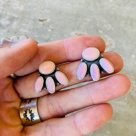 Navajo Sterling Silver & Pink Conch Earrings