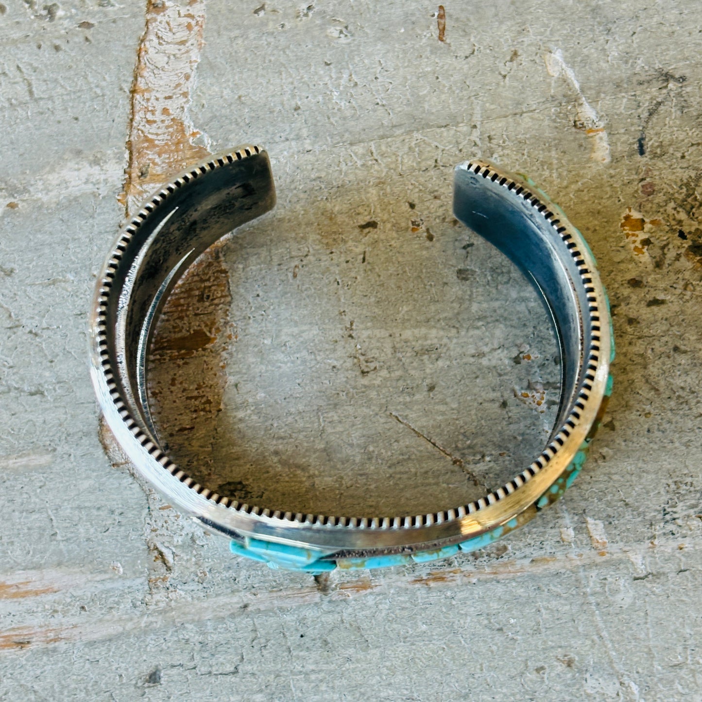 Navajo Aaron Anderson Sterling Silver & Mixed Turquoise Tufa Cast Cobblestone Crosses Cuff