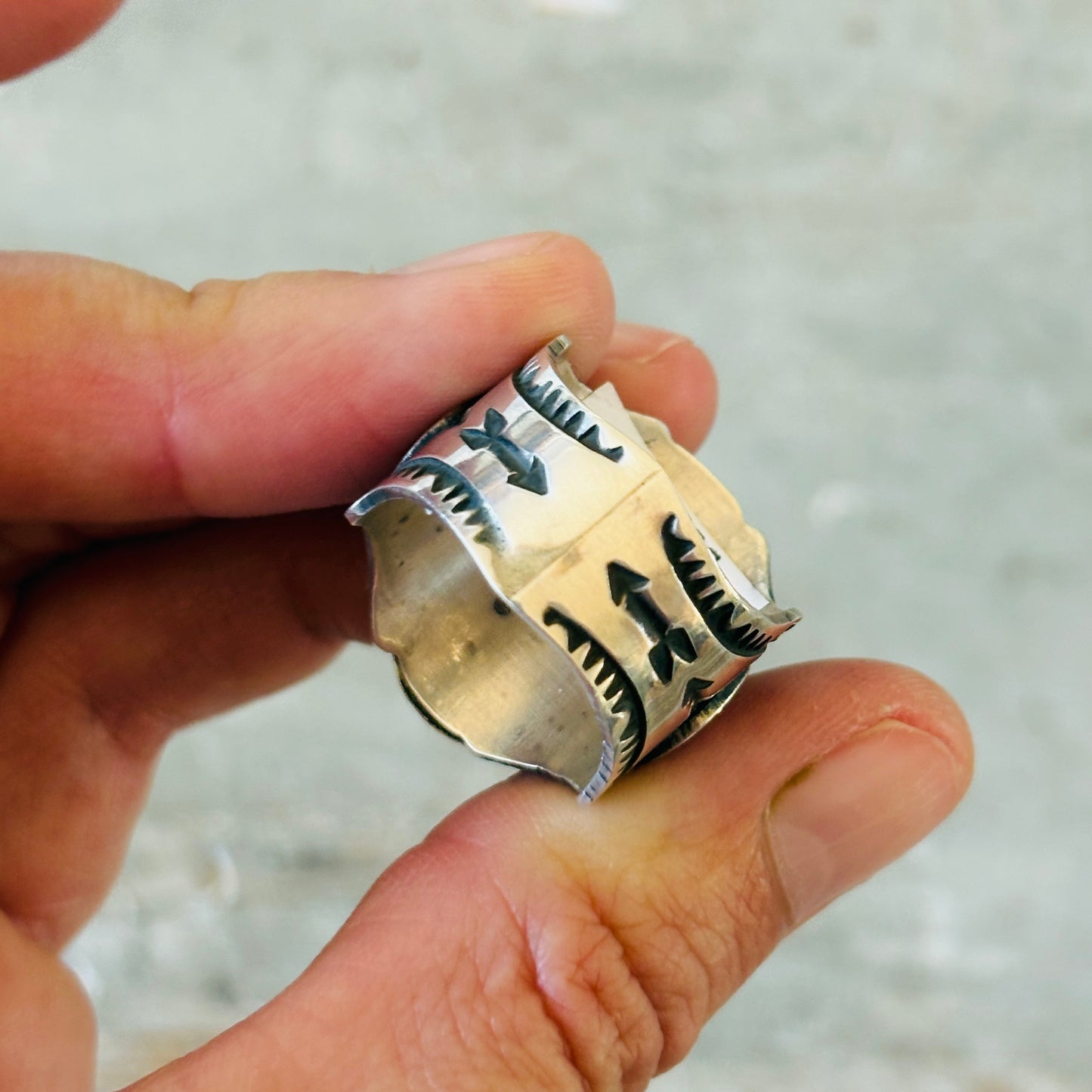 Navajo Andy Cadman Sterling Silver & Web Kingman Ring