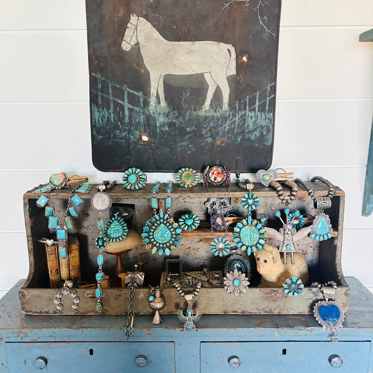 Navajo Brenda Jimenez Sterling Silver & Kingman Turquoise Statement Necklace