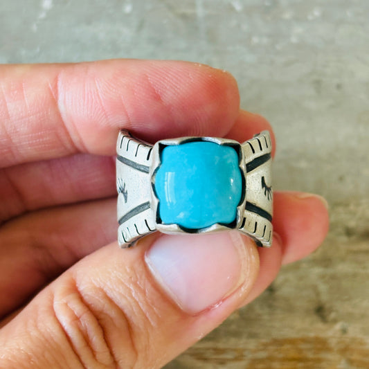 Navajo Derek Marks Sterling Silver & Sleeping Beauty Turquoise Ring