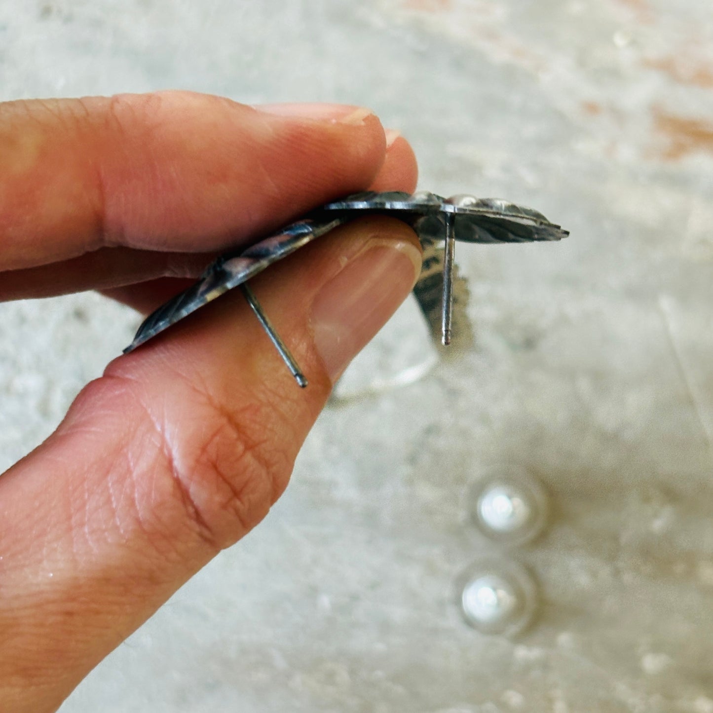 Navajo Sterling Silver Eugene Charley Concho Statement Earrings