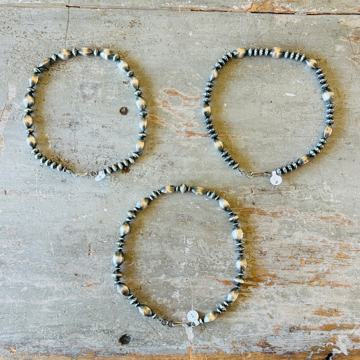 Navajo Austin Haley Sterling Silver Handmade Seed Bead Pearls Necklace