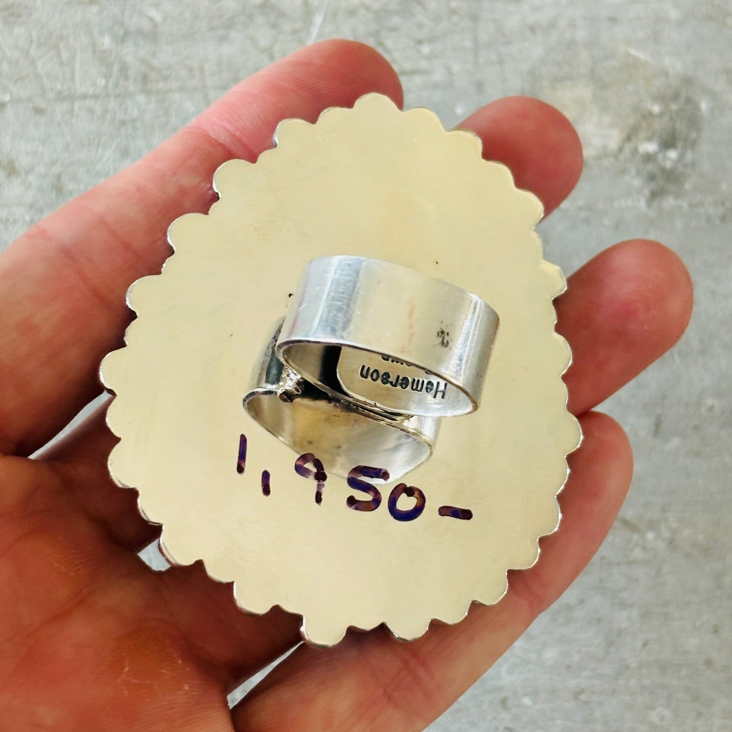 Navajo Hemerson Brown Sterling Silver - Red Coral & Sonoran Turquoise Cluster Ring