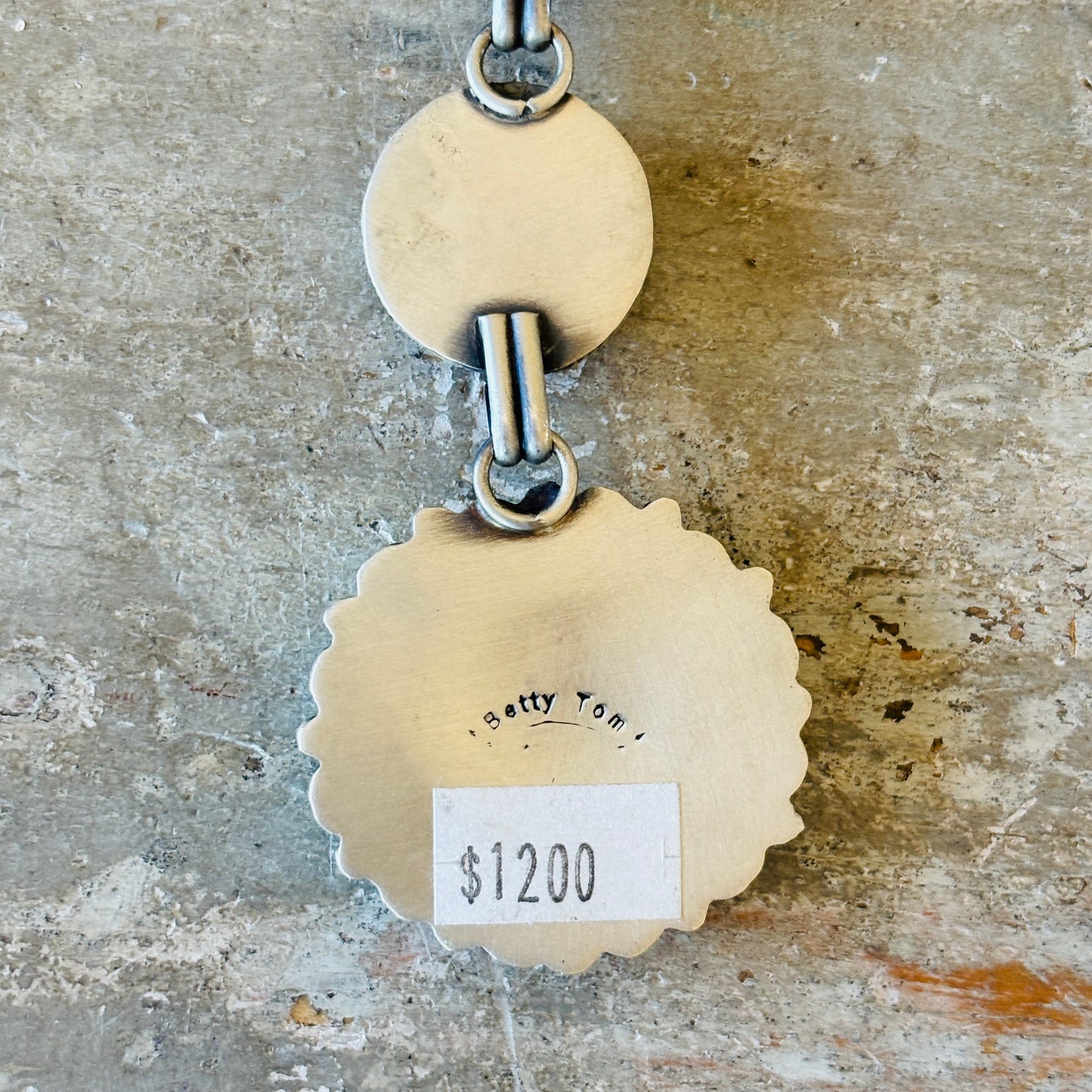 Navajo Betty Tom Sterling Silver & #8 Turquoise Cluster Lariat