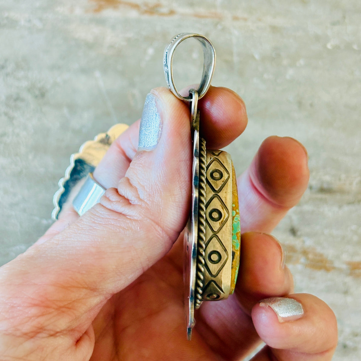 Navajo Jeff Lucio Sterling Silver & Royston Statement Pendant