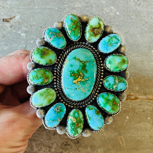 Navajo Readda Begay Sterling Silver & Sonoran Turquoise Cluster Ring