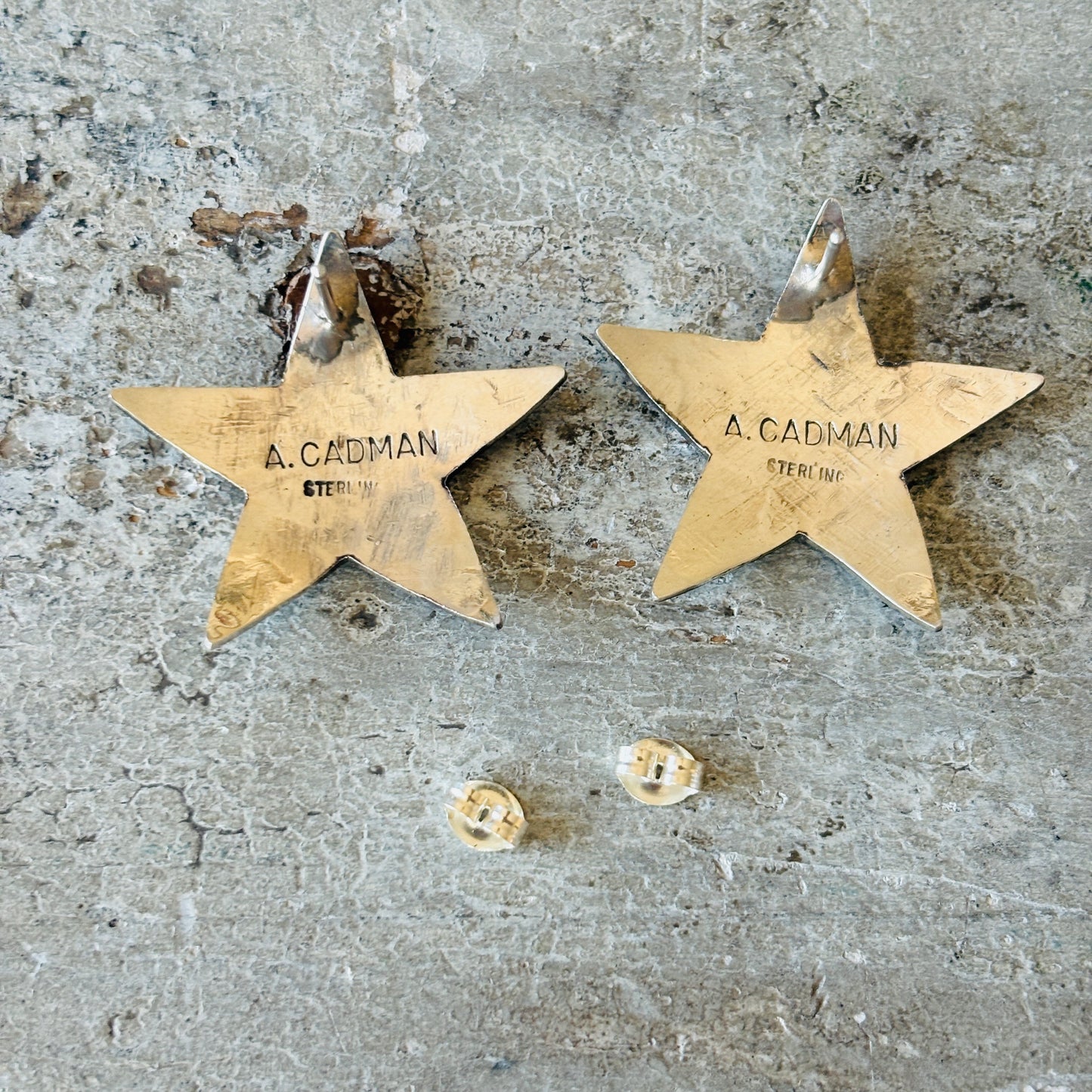 Navajo Andy Cadman Sterling Silver Stars Earrings