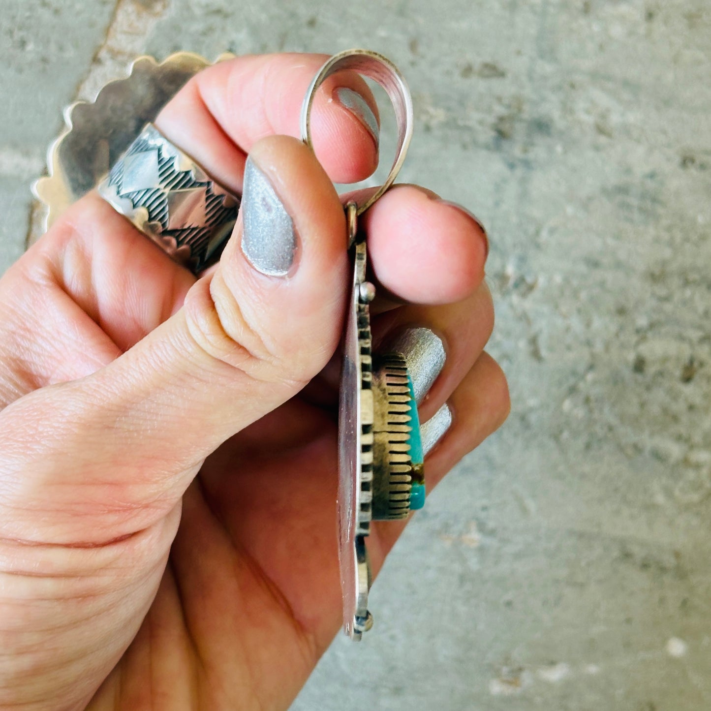 Navajo Mark Yazzie Sterling Silver & Royston Turquoise Pendant