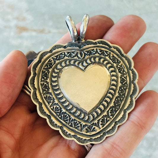 Navajo Sunshine Reeves Sterling Silver Heart Pendant