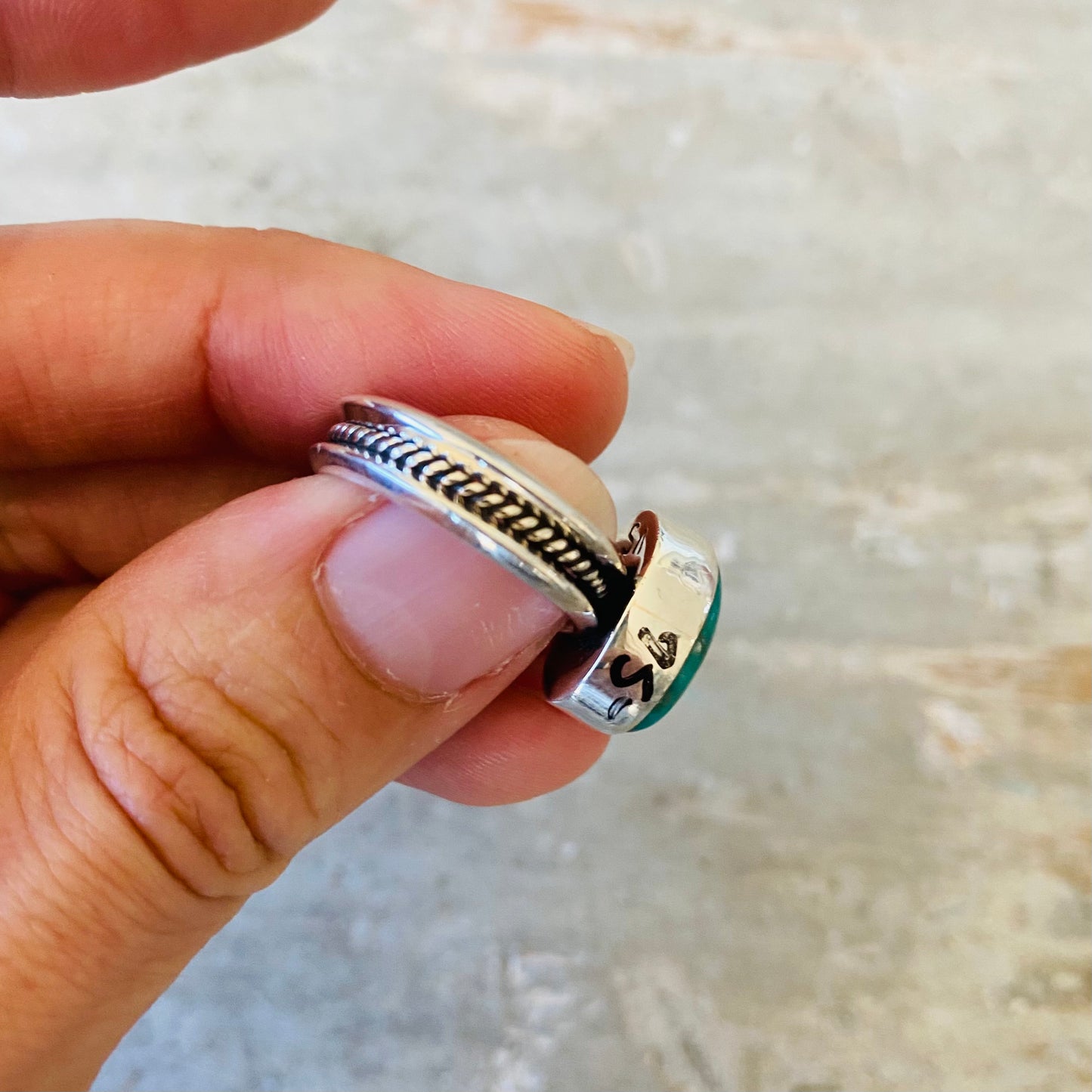Navajo Signed Sterling Silver & Turquoise Ring